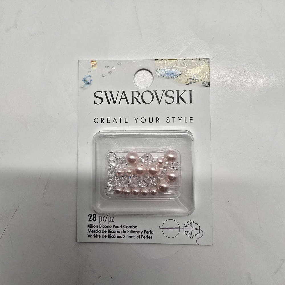 Swarovski Create Your Own Clear Xilion Bicone And Pink Pearl Combo‎ 28 Pieces